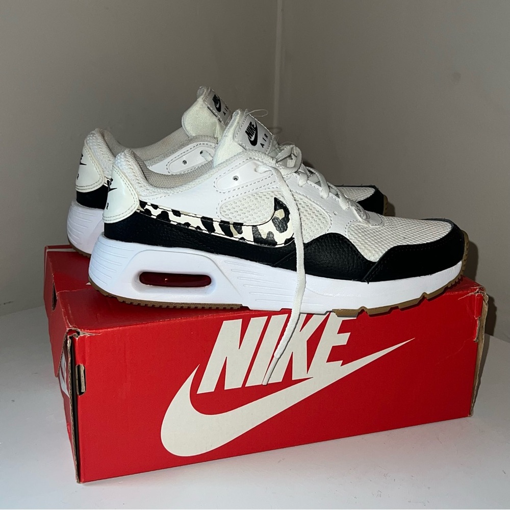 Nike Black and White Sneakers with Leopard Accent